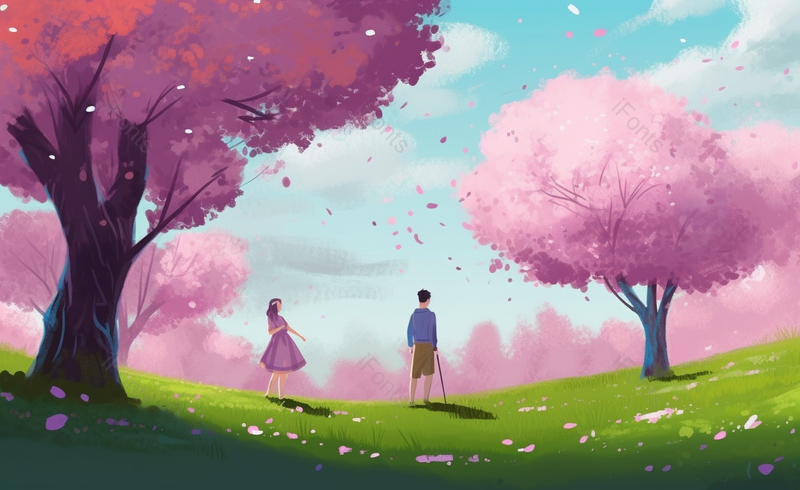 情人节花瓣飘落文艺插画520广告背景,插画/手绘图,插画/手绘图库,插画/手绘图下载,插画/手绘